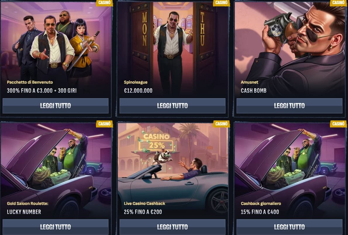 Bonus Mafia Casino 2026 – 500€, 200 Giri e Cashback image 1